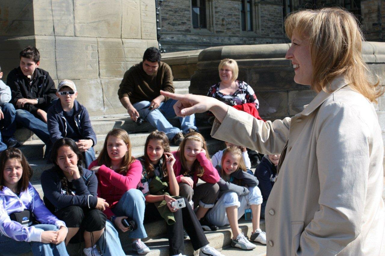 Speaking with visiting school group in Ottawa