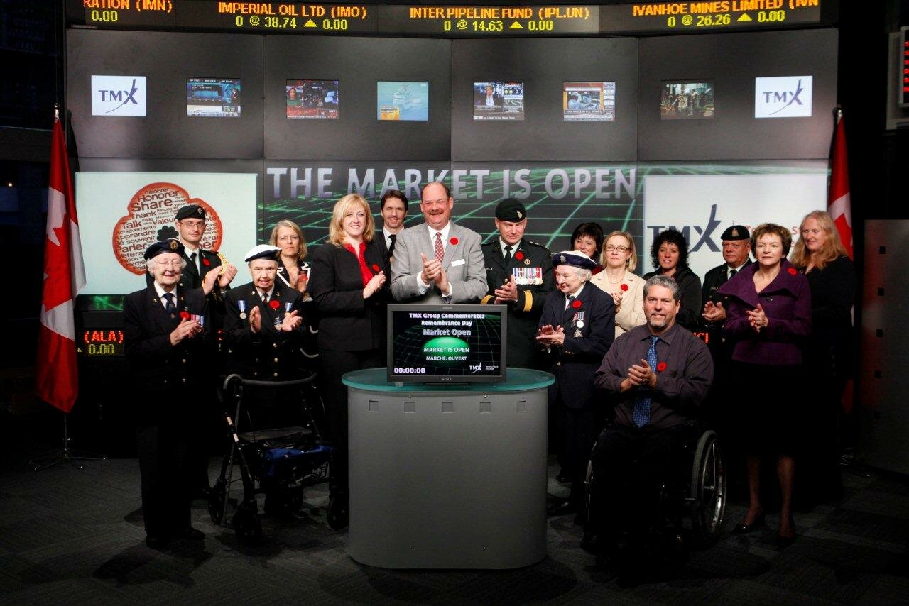 Ringing the opening bell at the Toronto Stock Exchange